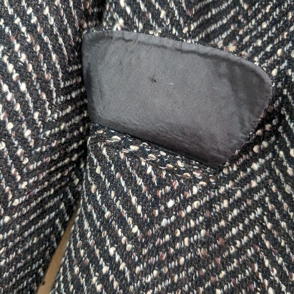 Mocha herringbone Thick wool Tweed blazer size Xs/s body fit single breasted - Picture 10 of 16